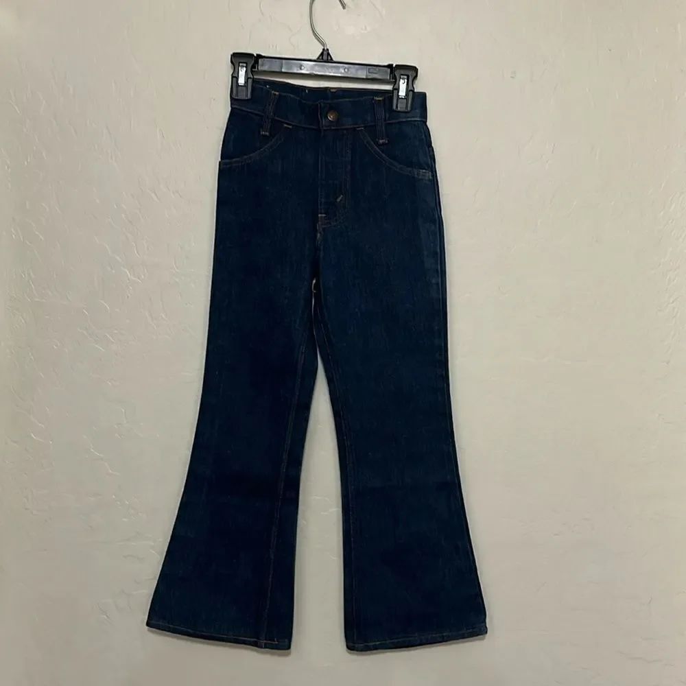Vintage 1970’s Levi’s Orange Tab Kids’ size 8 Wide Leg Blue Denim Jeans